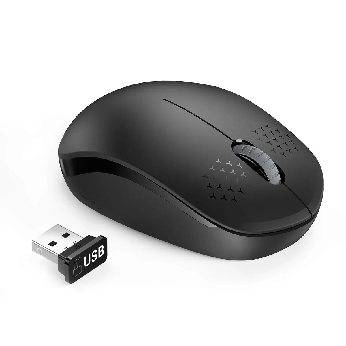 seenda Black 2.4G Wireless Optical Mouse | Noiseless Clicks & Portable Design - main product image