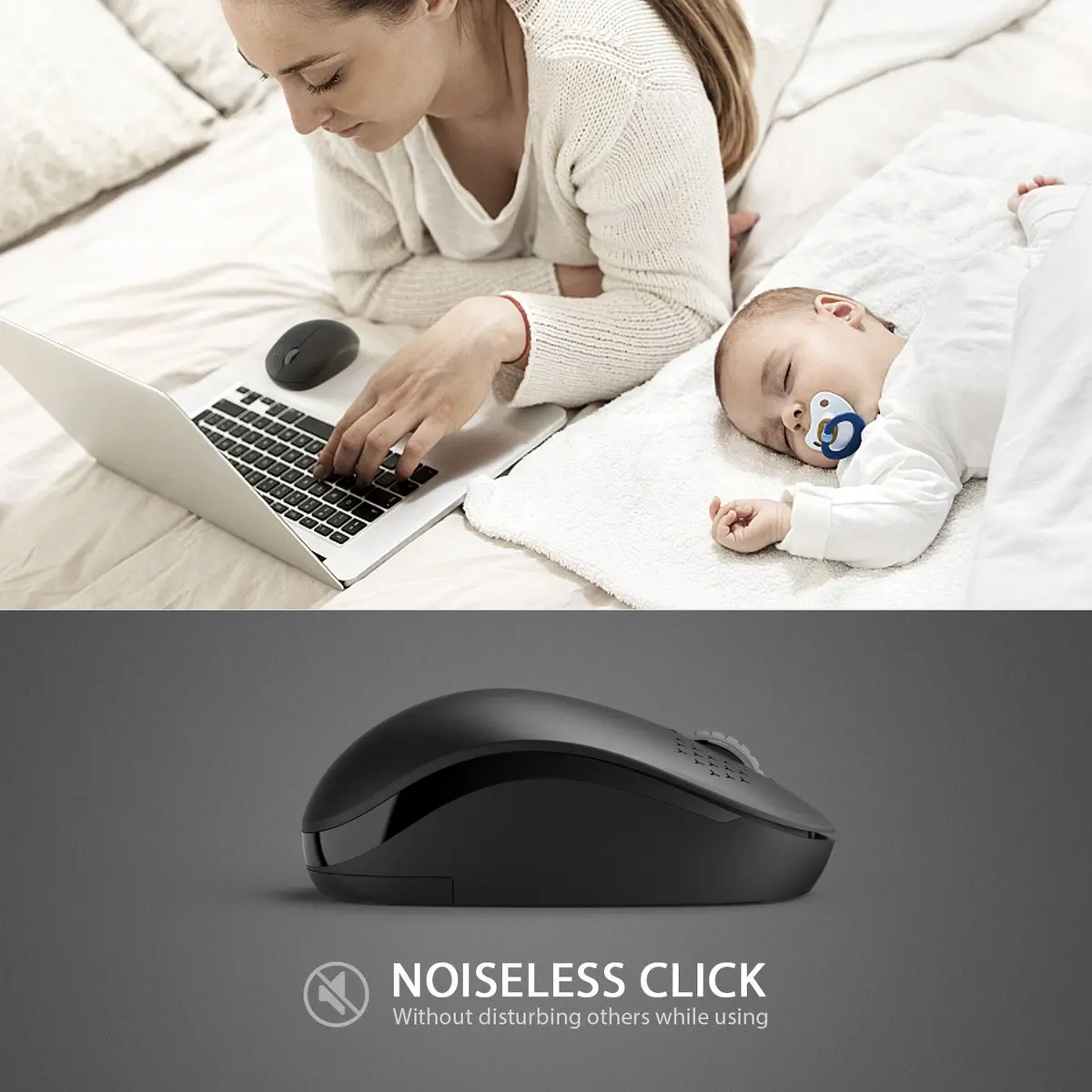 seenda Black 2.4G Wireless Optical Mouse | Noiseless Clicks & Portable Design - view 2
