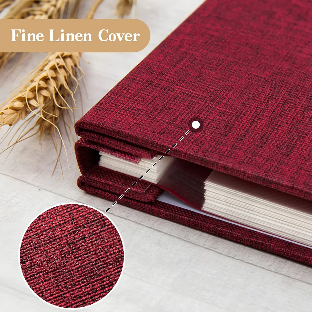 potricher Self Adhesive Photo Album 40 Pages | Linen Cover, Red, 11x10.6 Inches - view 5