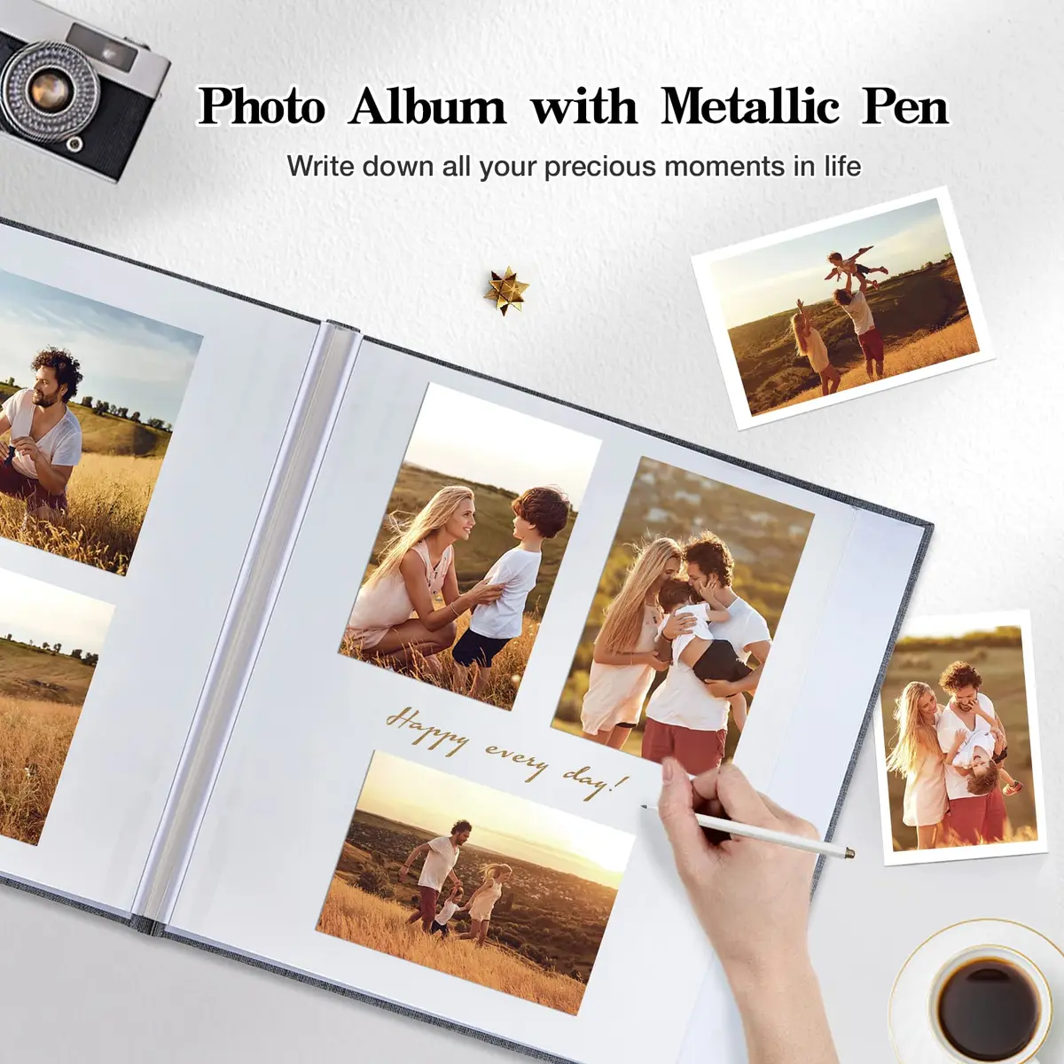 potricher Self Adhesive Photo Album 40 Pages | Linen Cover, Red, 11x10.6 Inches - view 6