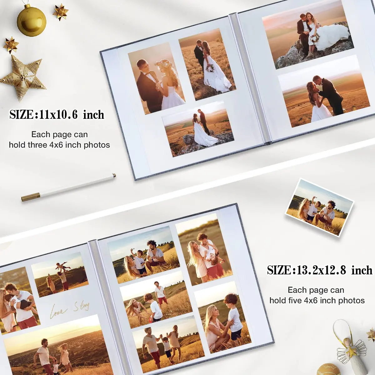 potricher Self Adhesive Photo Album 40 Pages | Linen Cover, Red, 11x10.6 Inches - view 3