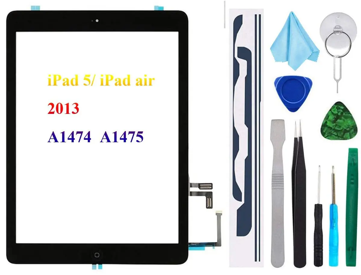 T Phael Black Digitizer Repair Kit for iPad 5 A1474 A1475 A1476 | Touch Screen Replacement Assembly with Tools - main product image