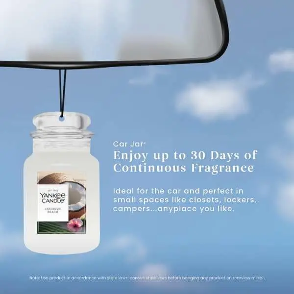 Yankee Candle Paper Car Jar Air Freshener Coconut Beach | Hanging Car Fragrance 1 Count - view 3