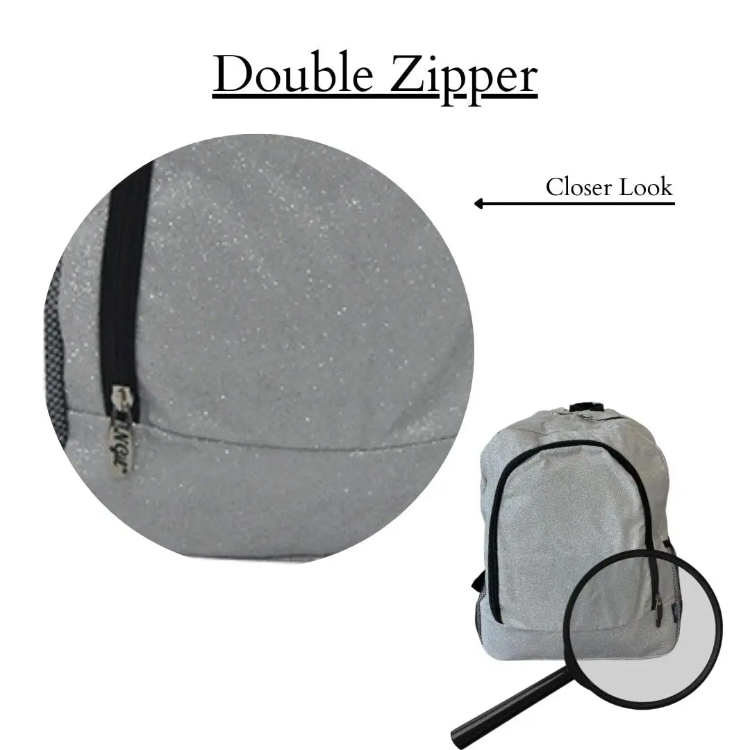NGIL Canvas School Backpack (Glitter-Silver) | Water-Resistant, Lightweight & Perfect for Kids & Students - view 6