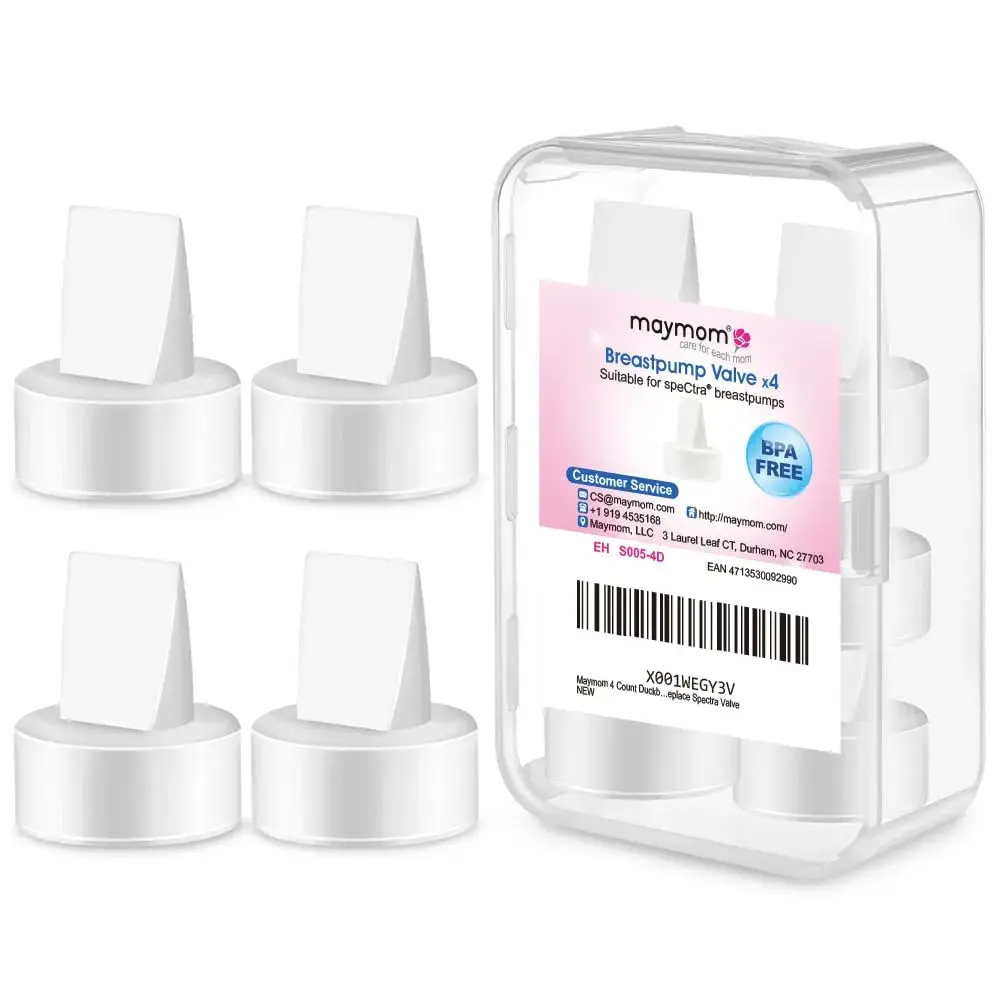 Maymom Duckbill Valves for Spectra S1/S2 Pumps (4ct White) | BPA-Free Replacement Parts for Breastfeeding - main product image