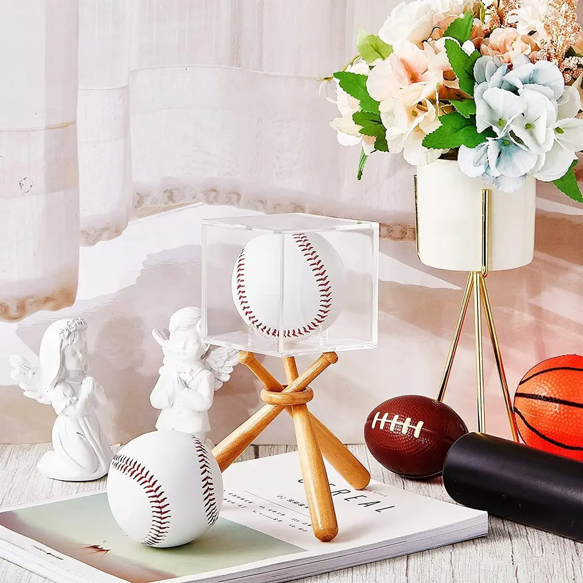 AIFUSI Baseball Display Case, UV Protected Acrylic Cube, 8cm x 8cm x 8cm | Clear, Modern & Stackable - view 7