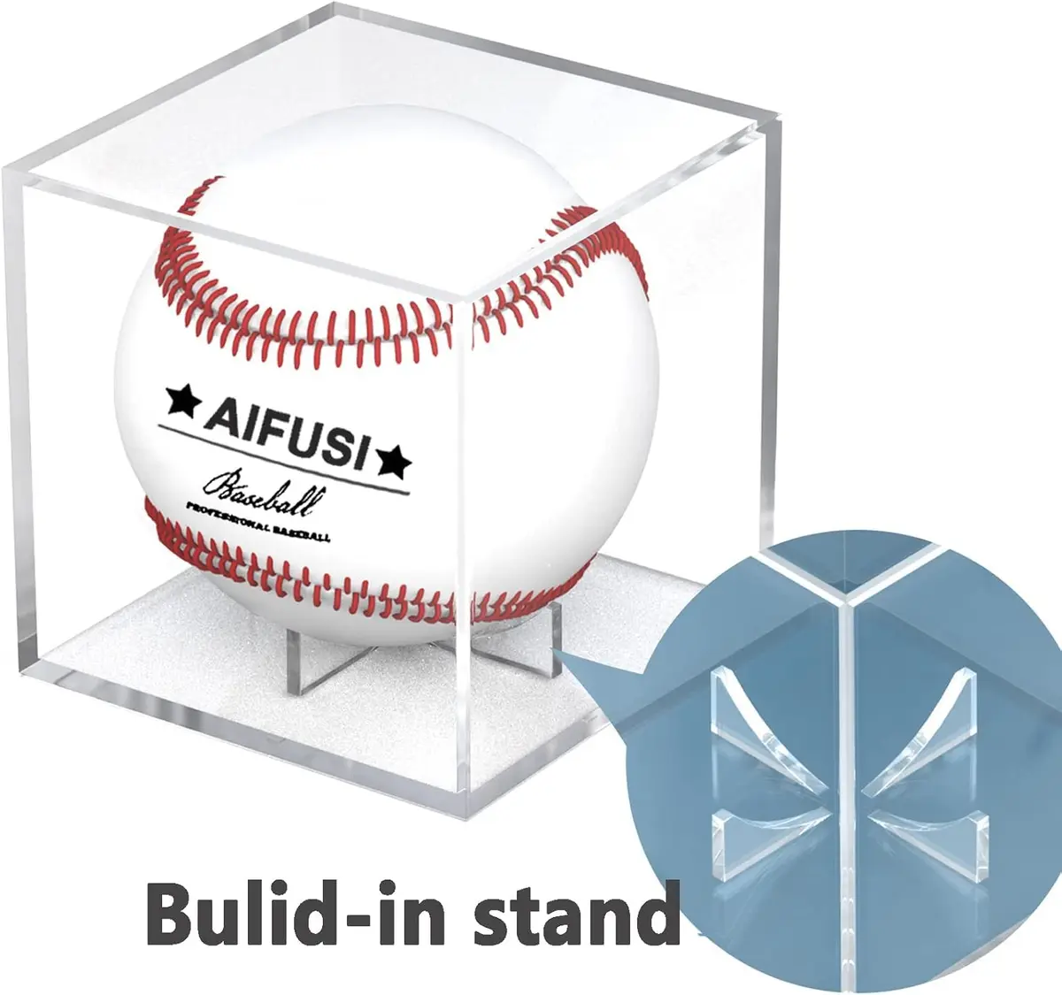 AIFUSI Baseball Display Case, UV Protected Acrylic Cube, 8cm x 8cm x 8cm | Clear, Modern & Stackable - view 3