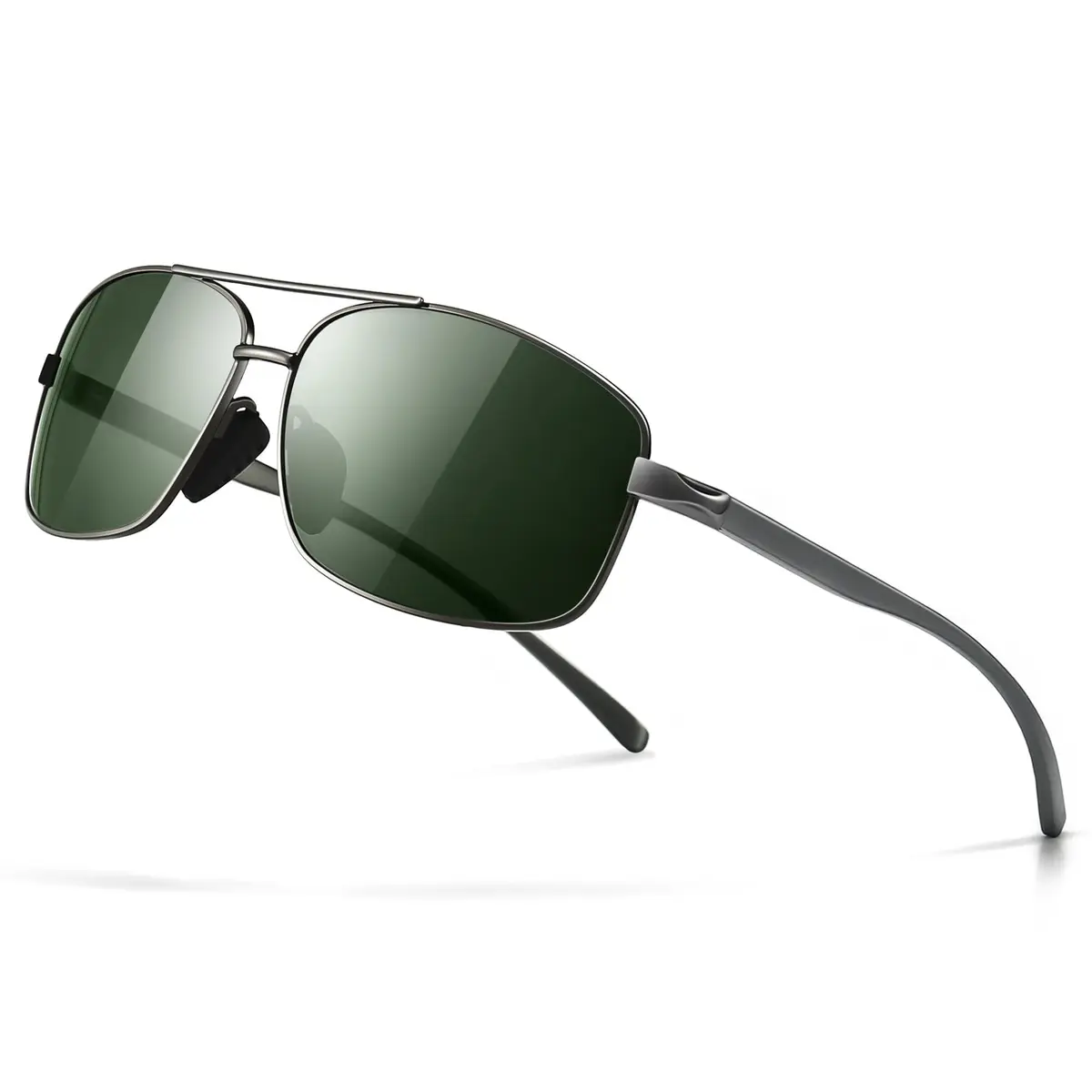 SUNGAIT Ultra Lightweight Rectangular Polarized Sunglasses Men UV400 Protection (Gunmetal Frame Green Lens, 62) Metal Frame - main product image