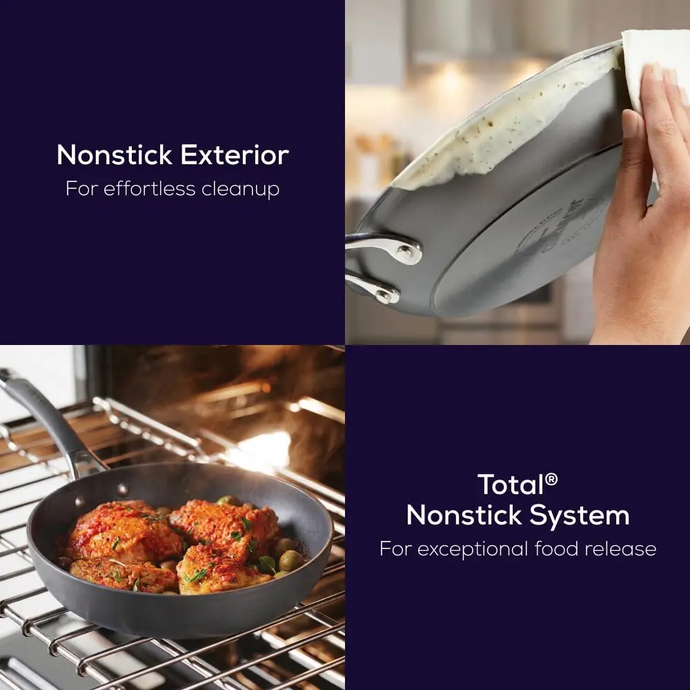 Circulon Radiance 12 Inch Deep Anodized Nonstick Frying Pan with Lid | Oven Safe to 400°F - view 4