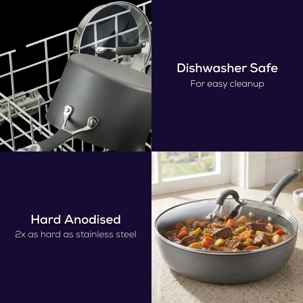 Circulon Radiance 12 Inch Deep Anodized Nonstick Frying Pan with Lid | Oven Safe to 400°F - view 5