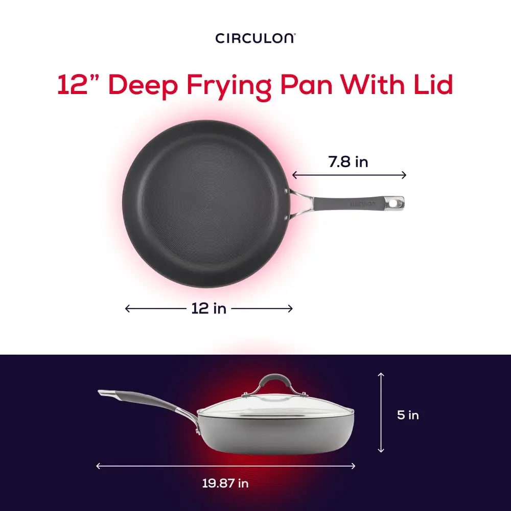 Circulon Radiance 12 Inch Deep Anodized Nonstick Frying Pan with Lid | Oven Safe to 400°F - view 3