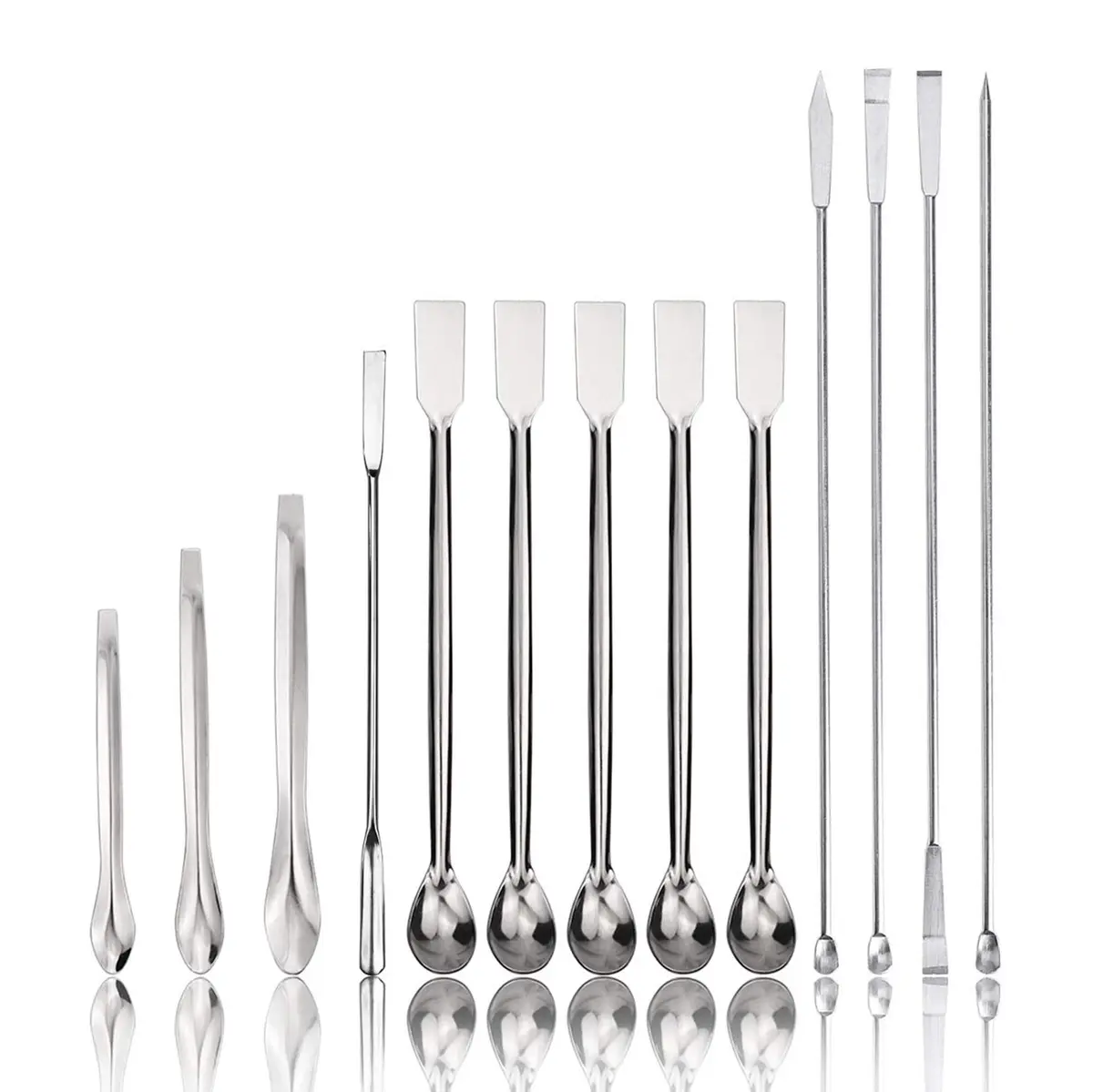 Art Secret 15 Pack Stainless Steel Micro Scoops 22cm Lab Sampling Spoons | Durable, Corrosion-Resistant Lab Utensils - main product image