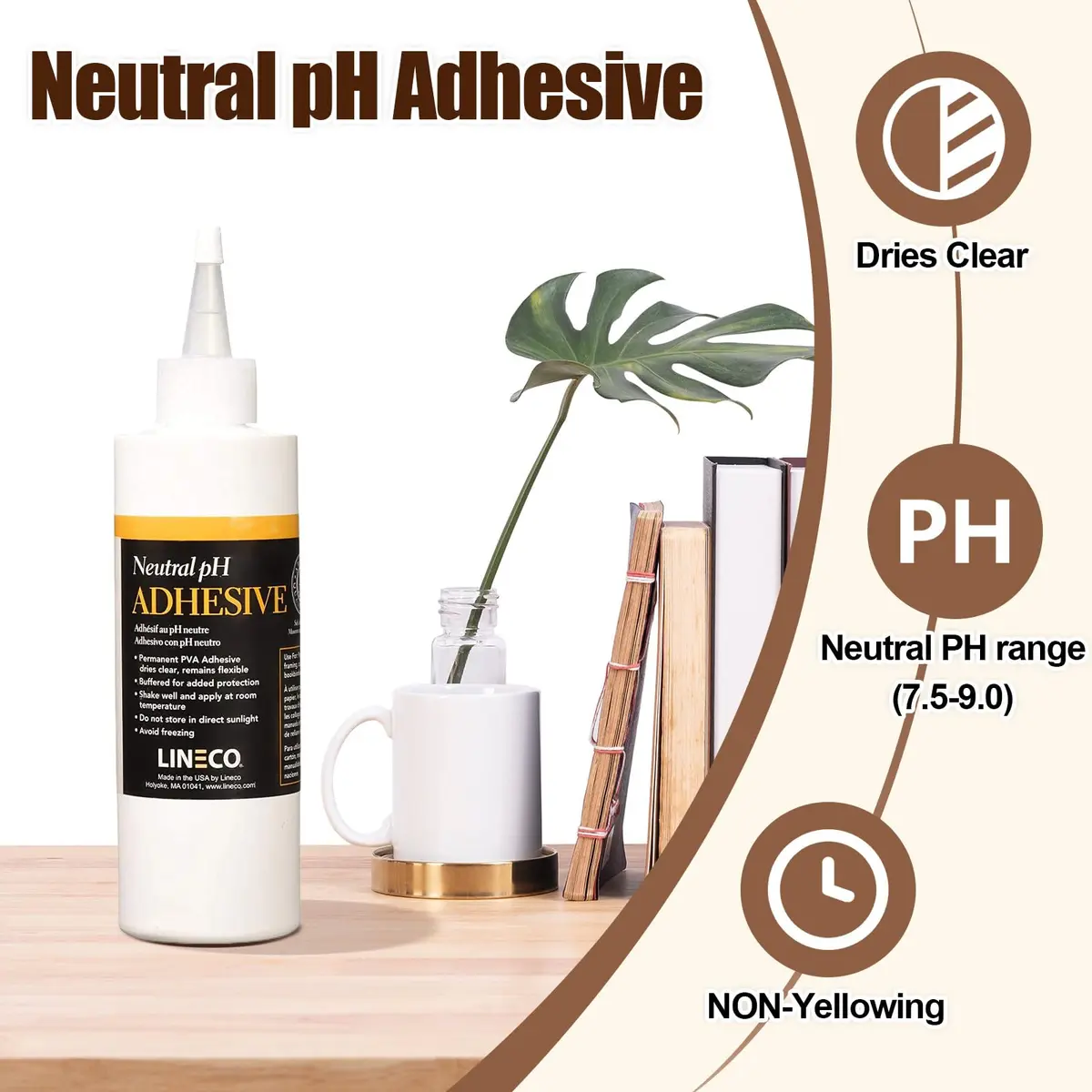 Lineco Neutral pH Adhesive 8 OZ | Acid-Free All-Purpose Glue for Paper & Book Repairs - view 3