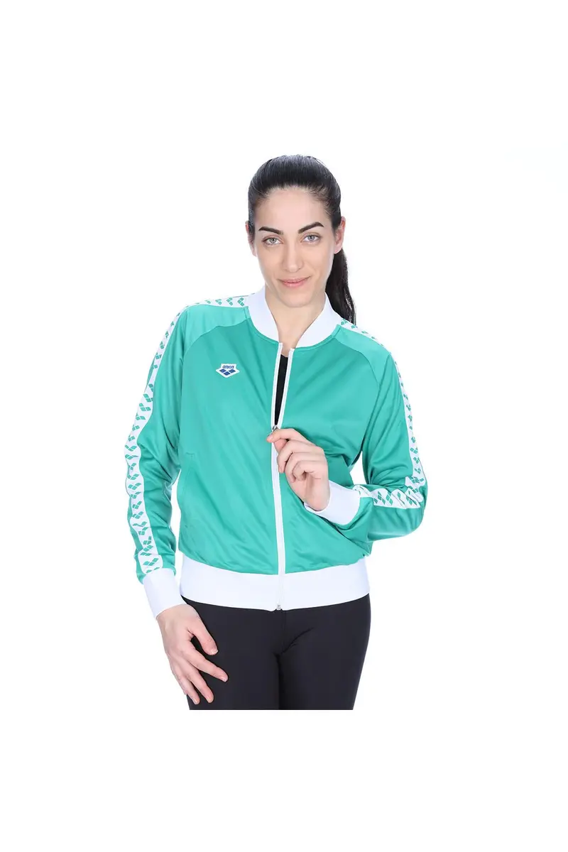 ARENA Women's Icons Relax IV Team Jacket Full-Zip Regular Fit Side Pockets Retro Logo Sporty Coat, Evergreen/White, X-Small - main product image