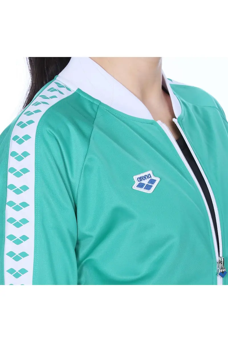 ARENA Women's Icons Relax IV Team Jacket Full-Zip Regular Fit Side Pockets Retro Logo Sporty Coat, Evergreen/White, X-Small - view 4