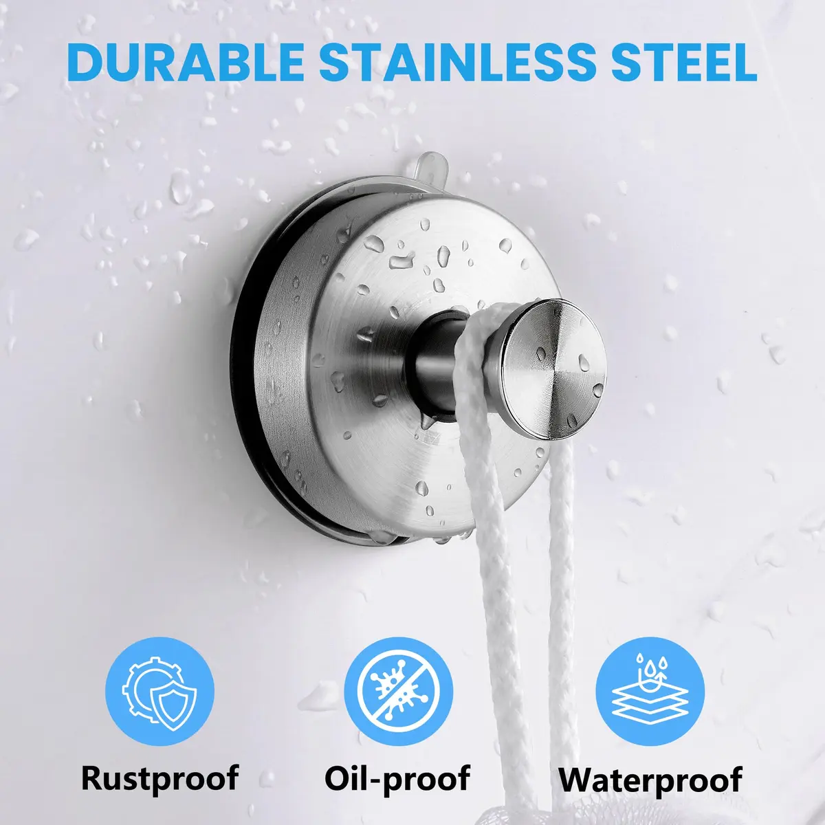 JOMOLA Suction Cup Hooks Suction Shower Hook Bathroom Towel Hanger for Shower Storage Kitchen Utensil Stainless Steel, Brushed Finish, 2PCS | 11lb Max Load - view 2
