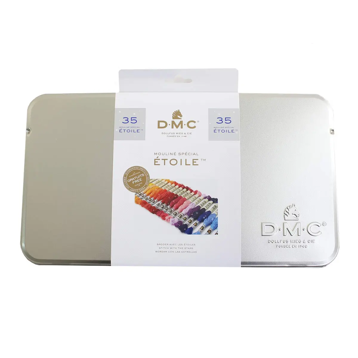 DMC Etoile Floss Collector's Tin (35 Colors, 8.7yd/skein) | Shimmering Cotton Embroidery Thread for Crafts - main product image