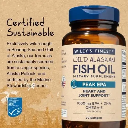 Wiley's Finest Wild Alaskan Fish Oil Peak EPA 90 Count | 1000mg Omega-3 Support - view 8