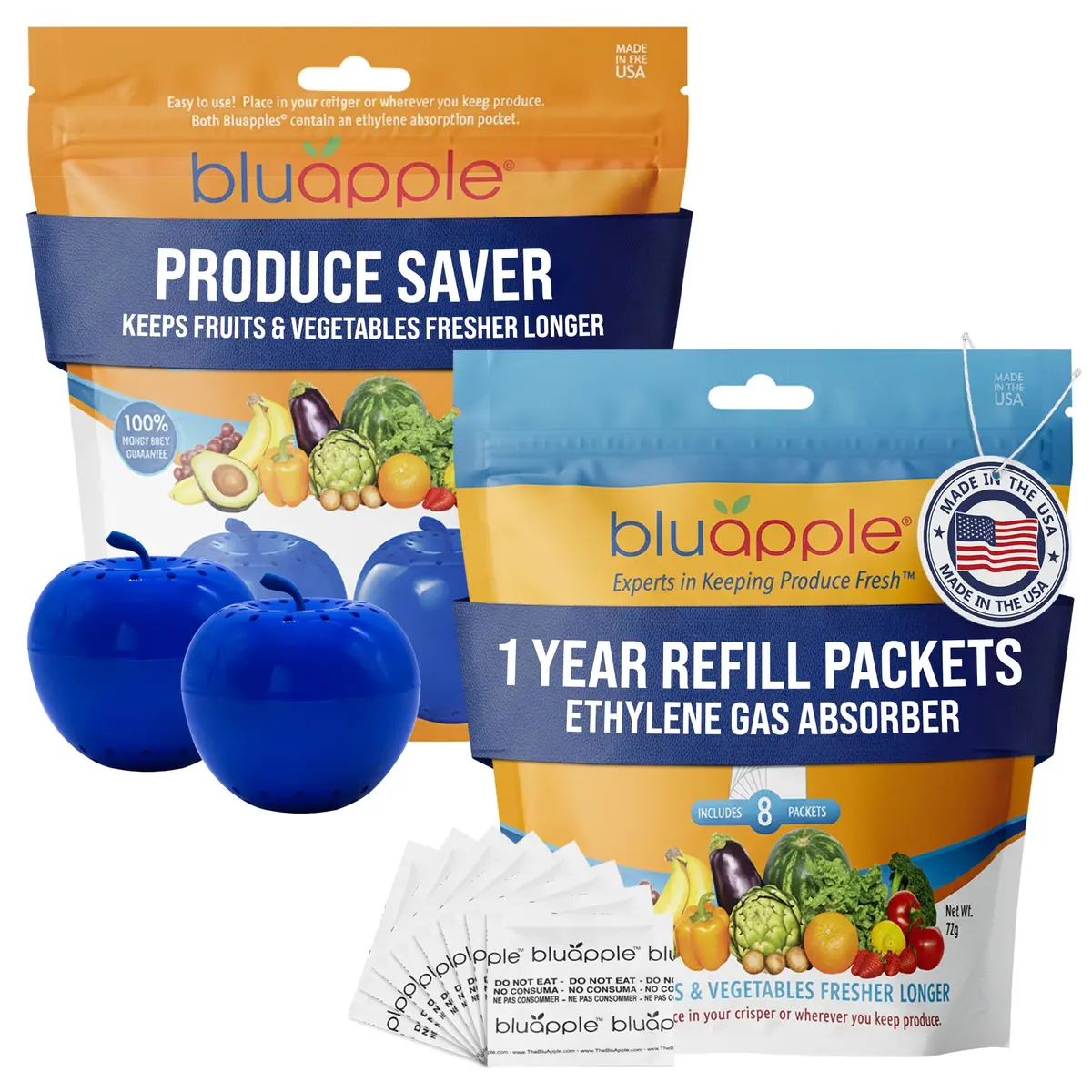 BluApple Produce Saver Ethylene Gas Absorber 2 Pack | Extends Freshness 3 Months Each - main product image