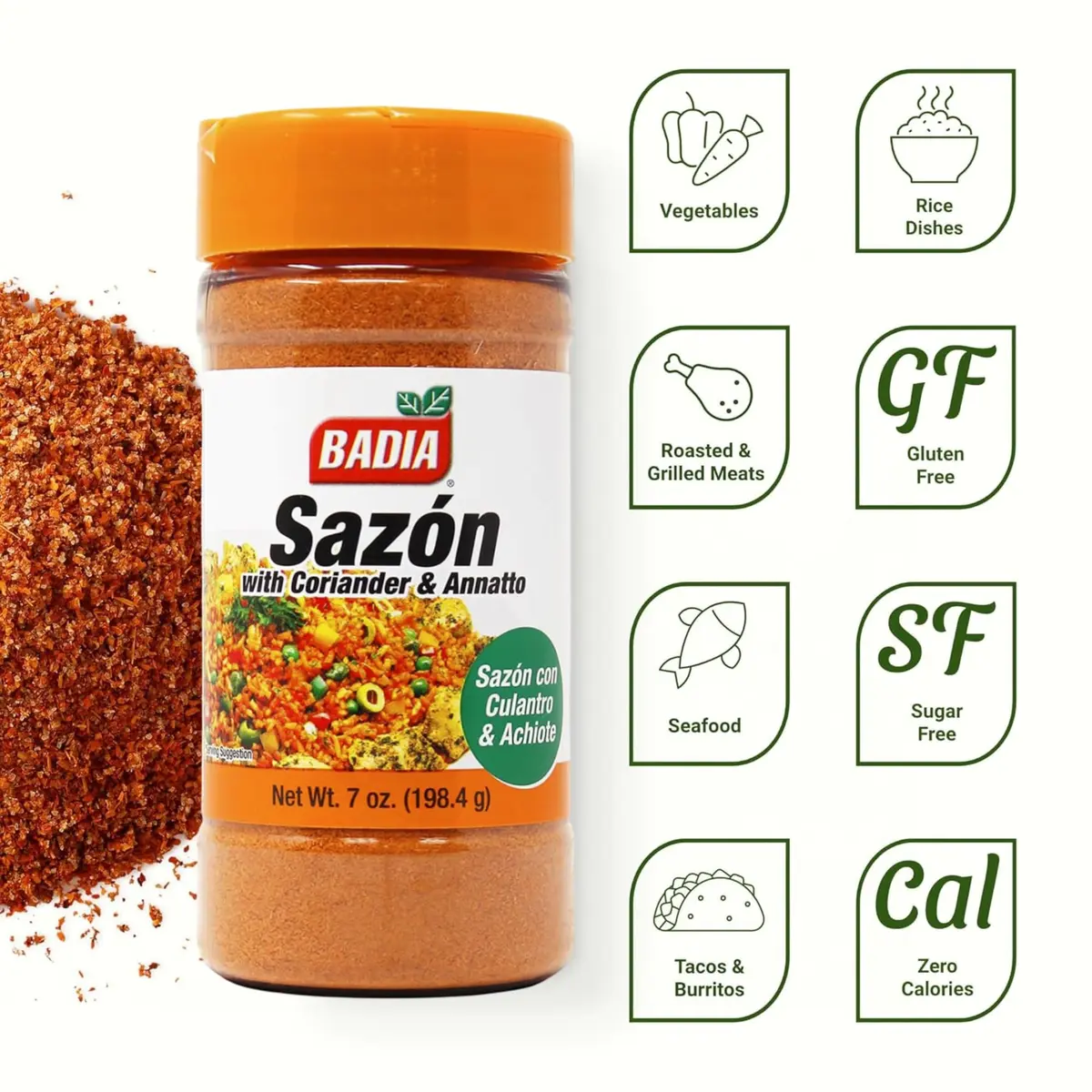 Badia Sazon with Coriander & Annatto 7 oz | Latin Seasoning Blend for Authentic Flavor - view 2