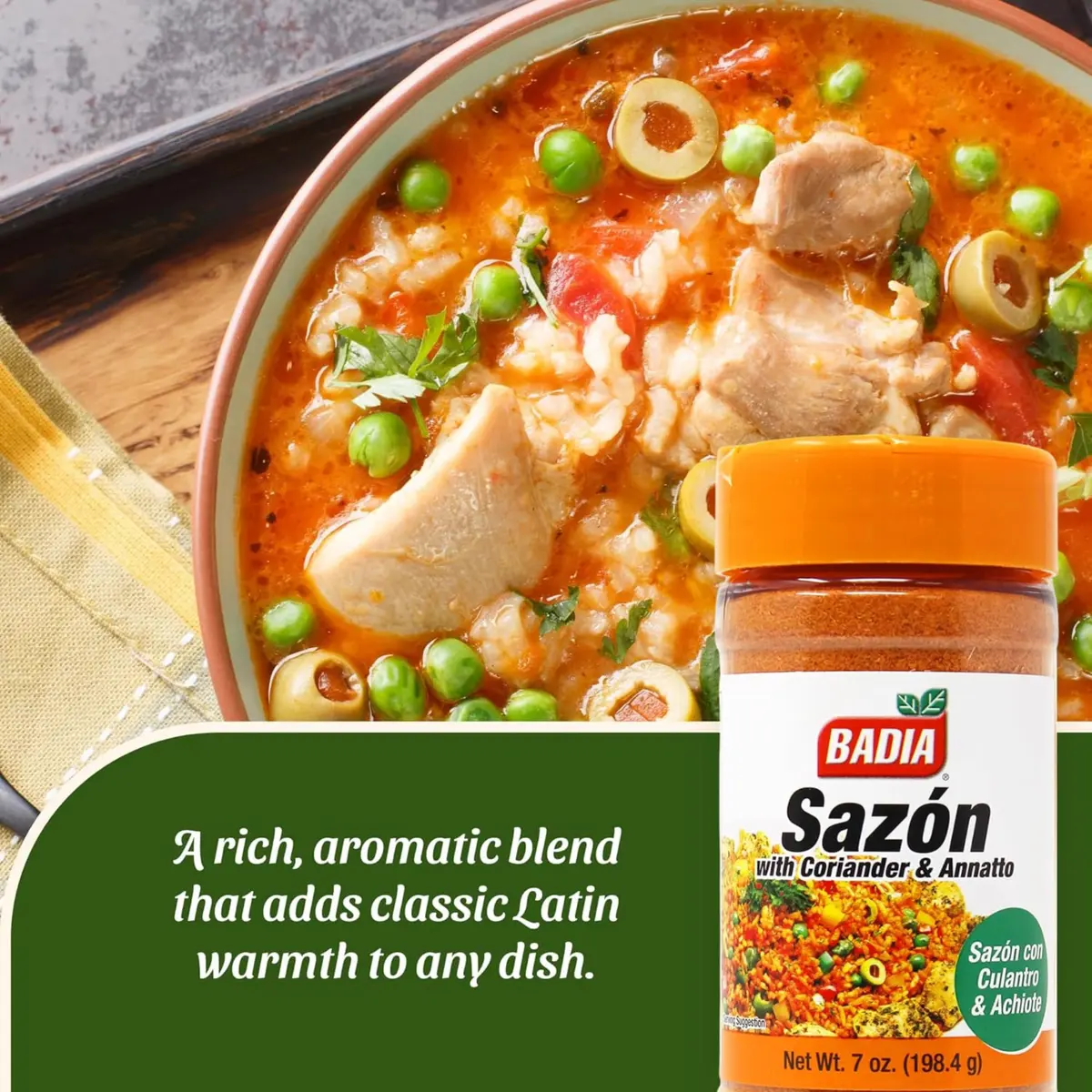 Badia Sazon with Coriander & Annatto 7 oz | Latin Seasoning Blend for Authentic Flavor - view 3