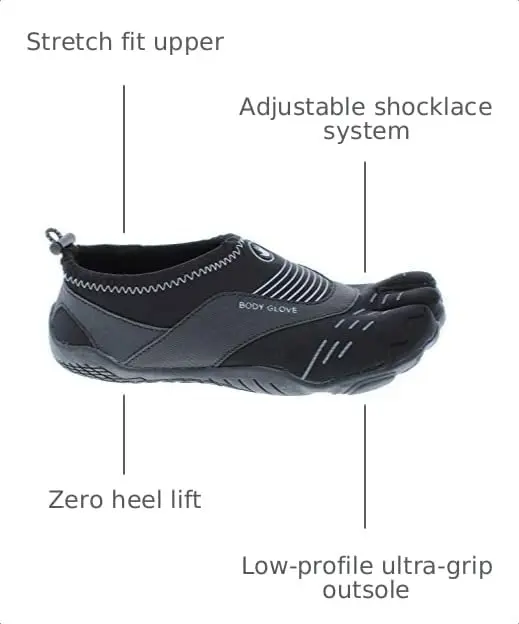 Body Glove 3T Barefoot Cinch Water Shoe, Black/Black, 8 | Minimalist barefoot feel for water activities - view 3