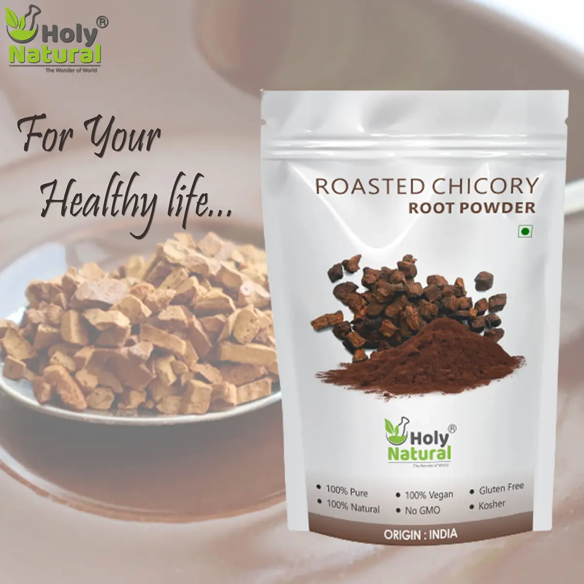 Holy Natural Roasted Chicory Root Powder 1 Kg (2.2 lbs) | Natural Flavoring Extract for Baking - view 7