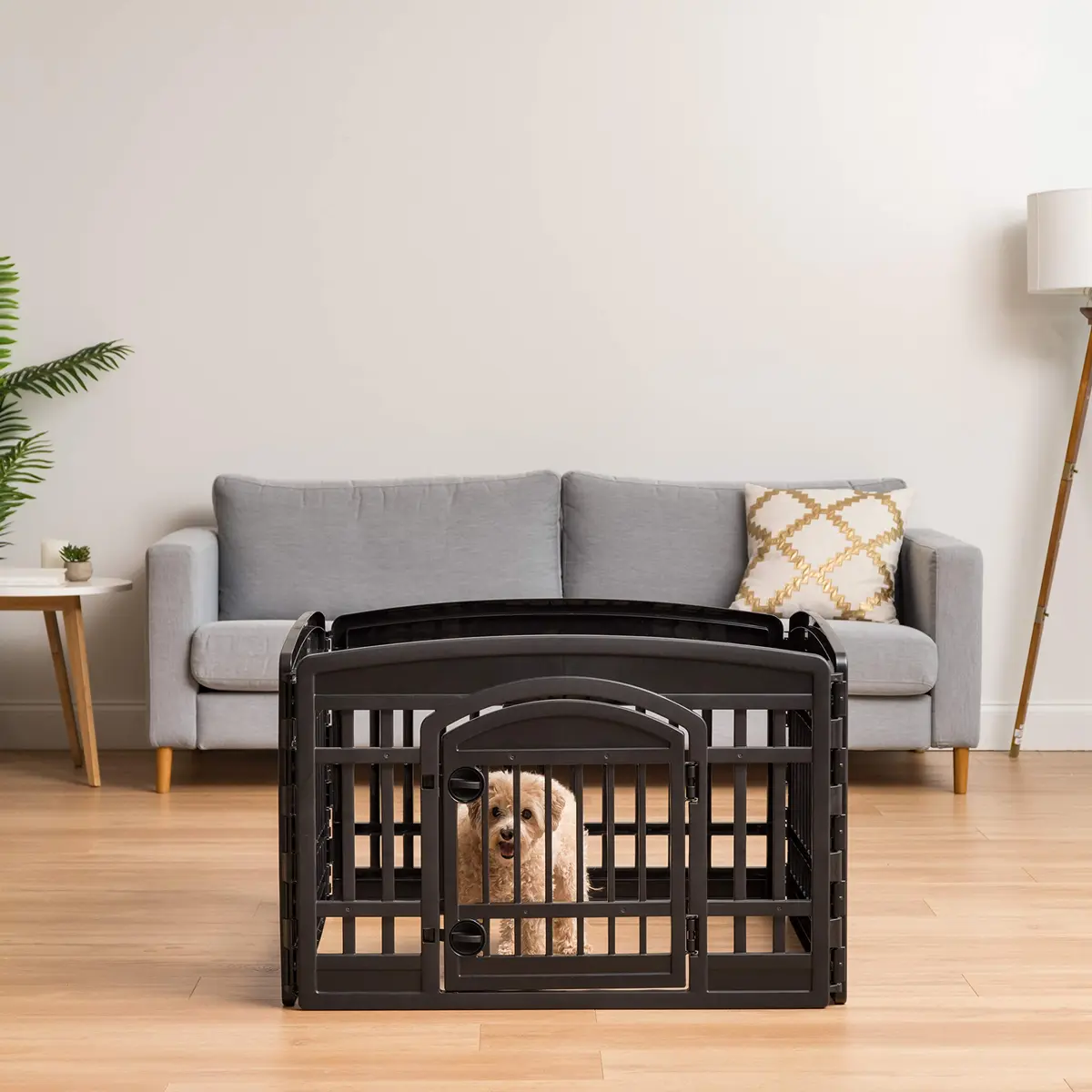 IRIS USA 4-Panel Dog Playpen | Pet Enclosure, Black, 24"H, 35"L x 35"W | Portable Indoor/Outdoor - view 9