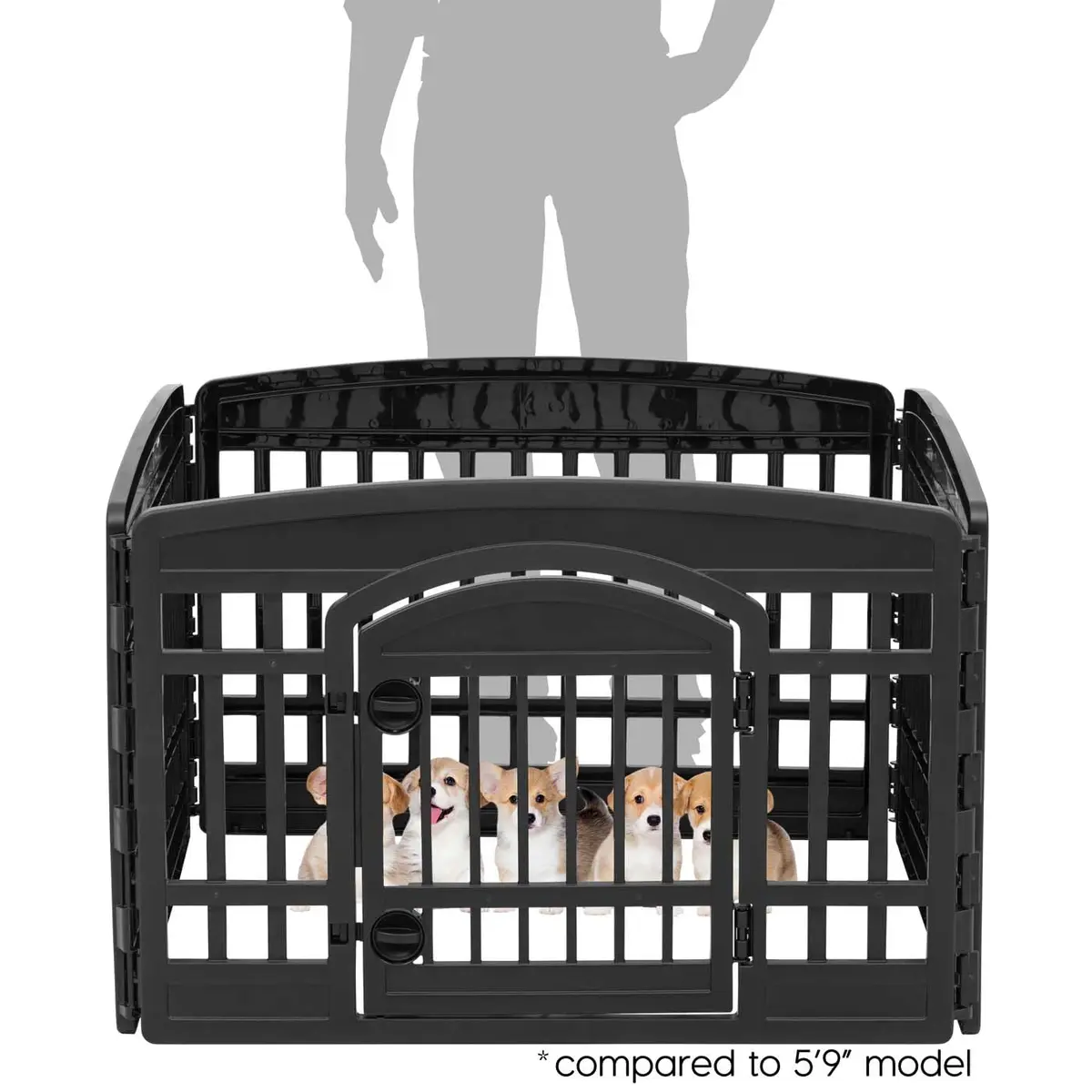 IRIS USA 4-Panel Dog Playpen | Pet Enclosure, Black, 24"H, 35"L x 35"W | Portable Indoor/Outdoor - view 2