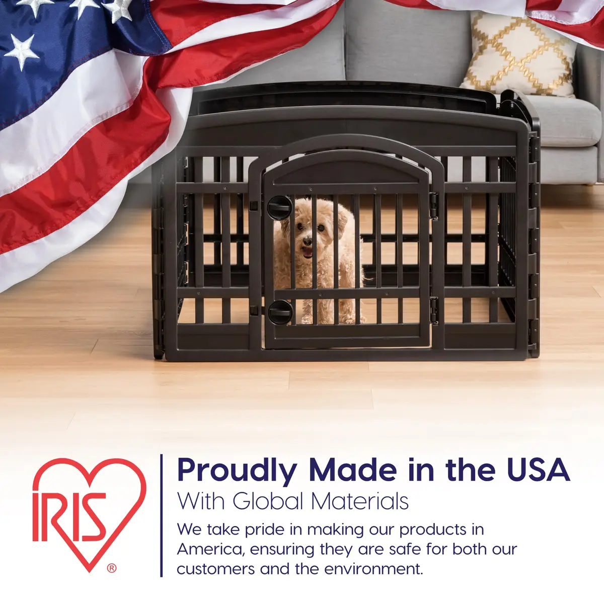 IRIS USA 4-Panel Dog Playpen | Pet Enclosure, Black, 24"H, 35"L x 35"W | Portable Indoor/Outdoor - view 3