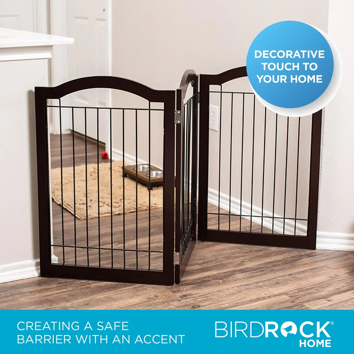 Internet's Best Wire Dog Gate with Arched Top - 3 Panel - 30" Tall - Espresso | Elegant Pet Barrier for Indoors - view 4