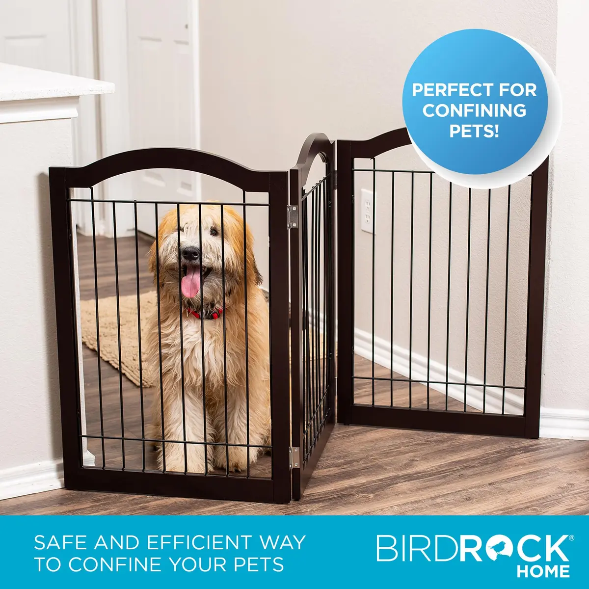 Internet's Best Wire Dog Gate with Arched Top - 3 Panel - 30" Tall - Espresso | Elegant Pet Barrier for Indoors - view 5