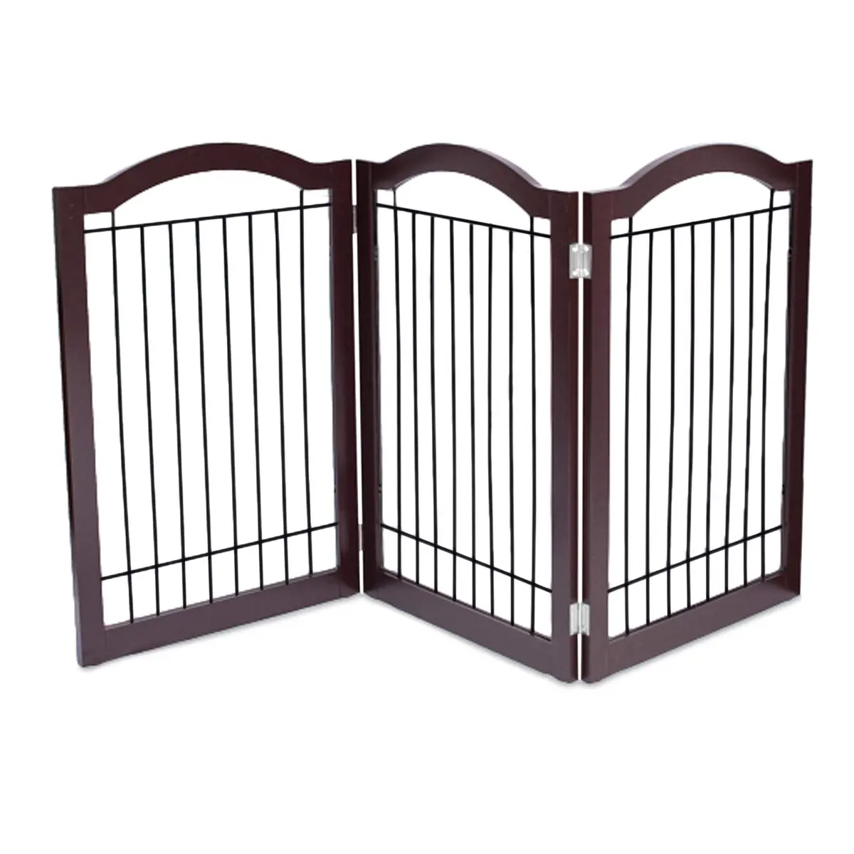 Internet's Best Wire Dog Gate with Arched Top - 3 Panel - 30" Tall - Espresso | Elegant Pet Barrier for Indoors - view 6