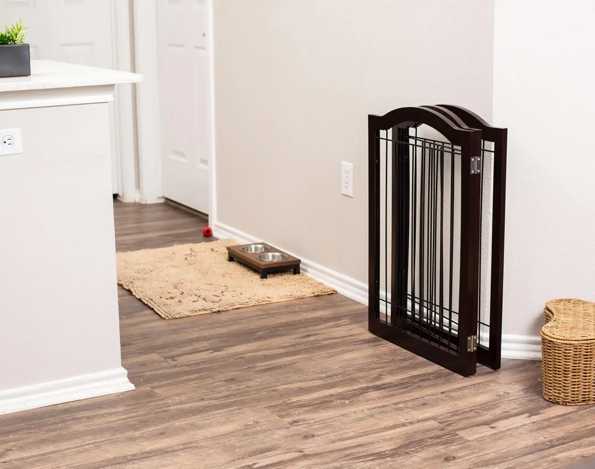 Internet's Best Wire Dog Gate with Arched Top - 3 Panel - 30" Tall - Espresso | Elegant Pet Barrier for Indoors - view 8