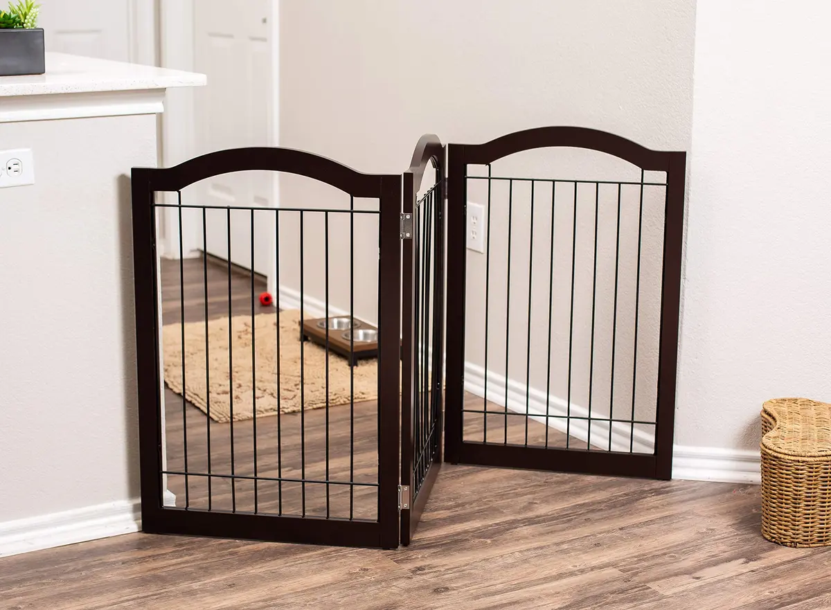 Internet's Best Wire Dog Gate with Arched Top - 3 Panel - 30" Tall - Espresso | Elegant Pet Barrier for Indoors - view 9
