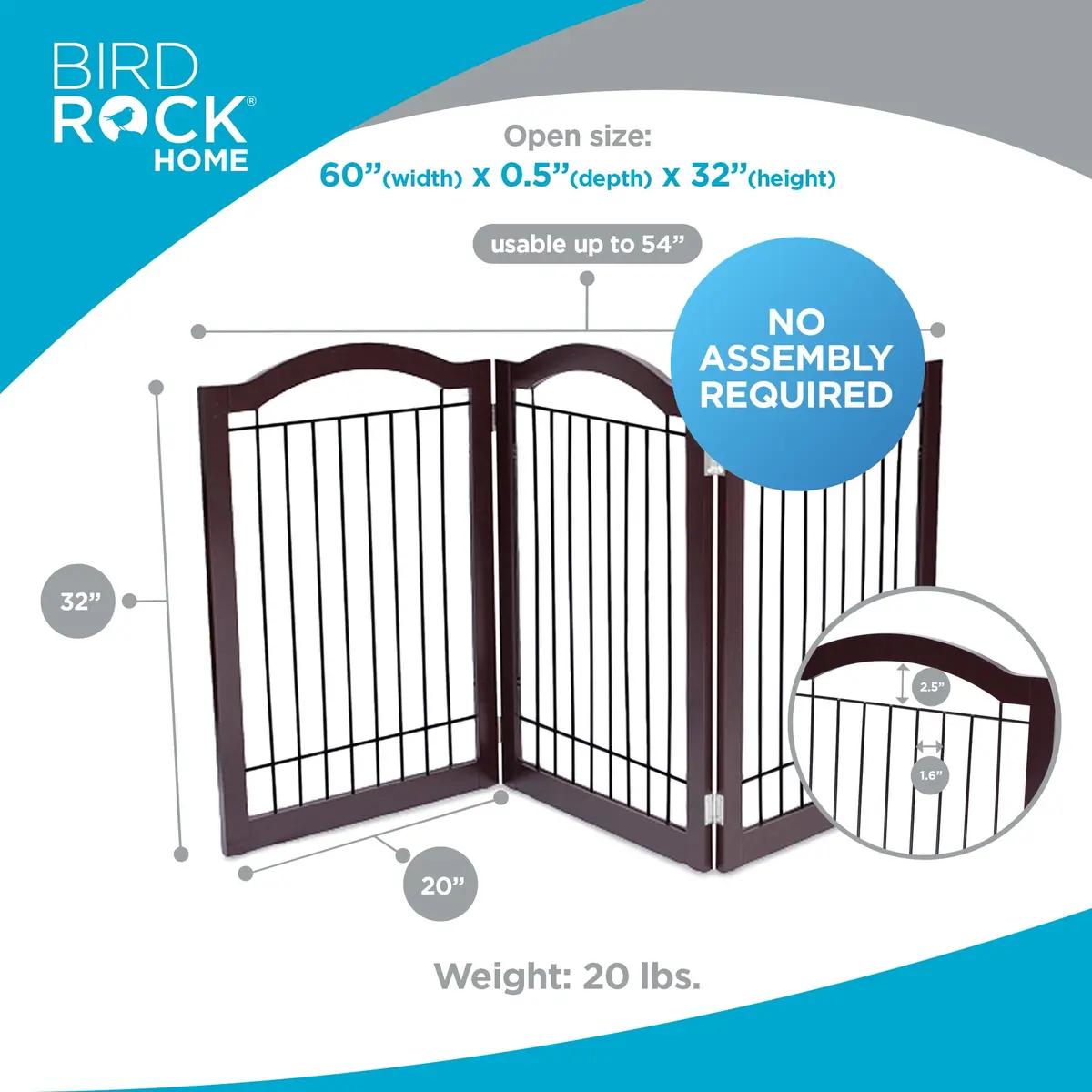 Internet's Best Wire Dog Gate with Arched Top - 3 Panel - 30" Tall - Espresso | Elegant Pet Barrier for Indoors - view 2