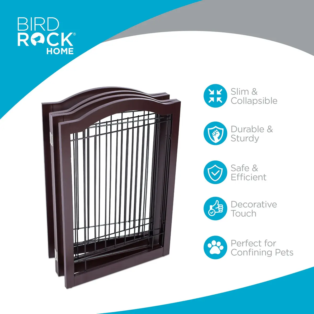 Internet's Best Wire Dog Gate with Arched Top - 3 Panel - 30" Tall - Espresso | Elegant Pet Barrier for Indoors - view 3