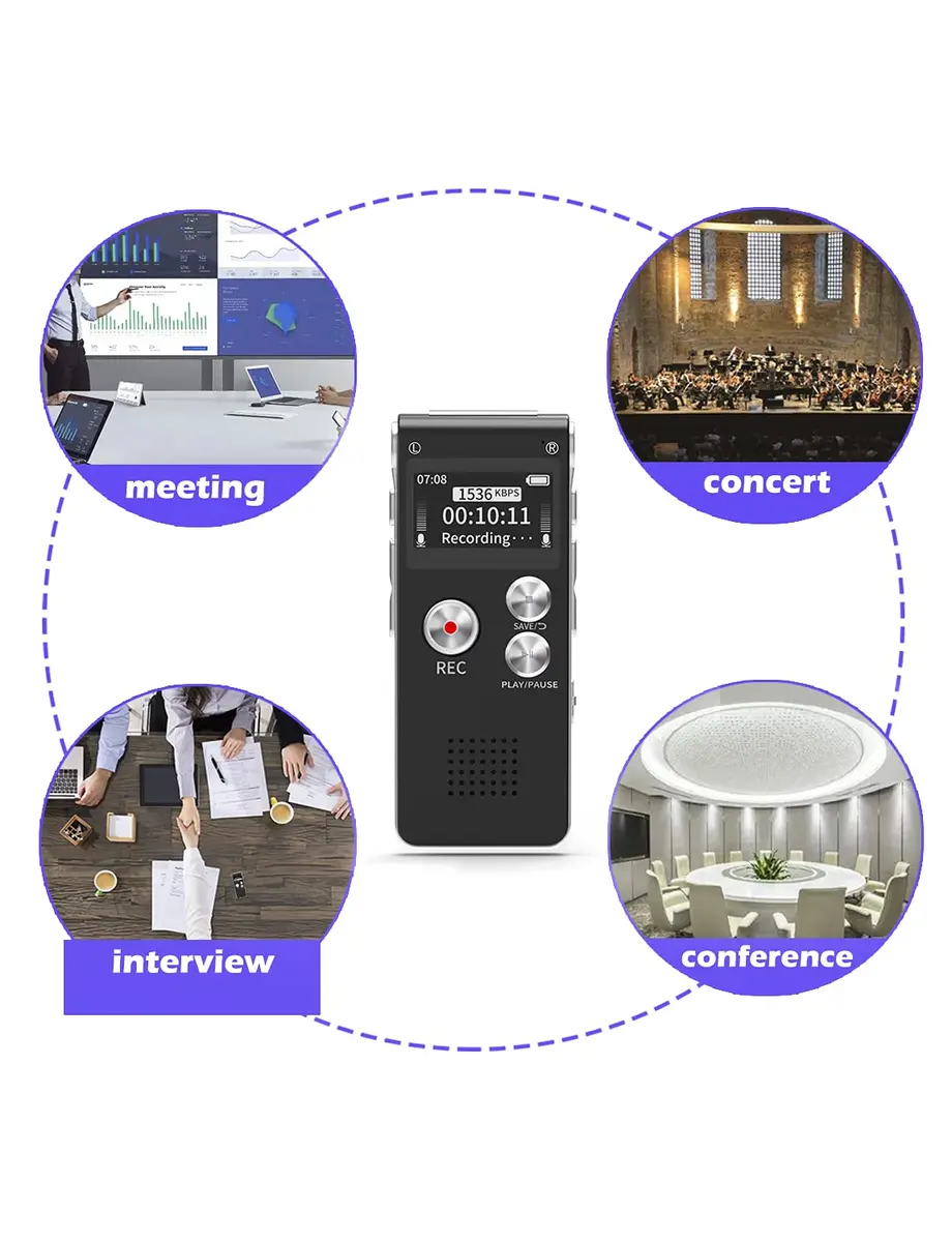 Sunlan Digital Voice Recorder 16GB | Clear Audio & Long Battery (70-120c) - view 7