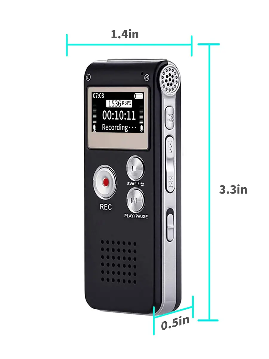 Sunlan Digital Voice Recorder 16GB | Clear Audio & Long Battery (70-120c) - view 8