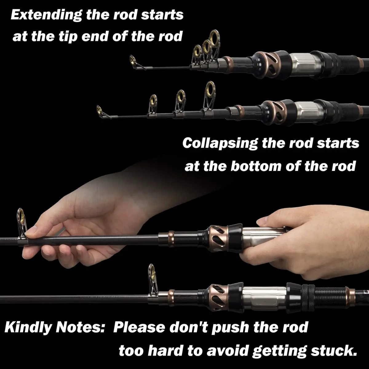 PLUSINNO Telescopic Fishing Rod 2.7m (8.86 Ft) | 24-Ton Carbon Fiber Spinning Pole for Saltwater & Freshwater Fishing - view 3