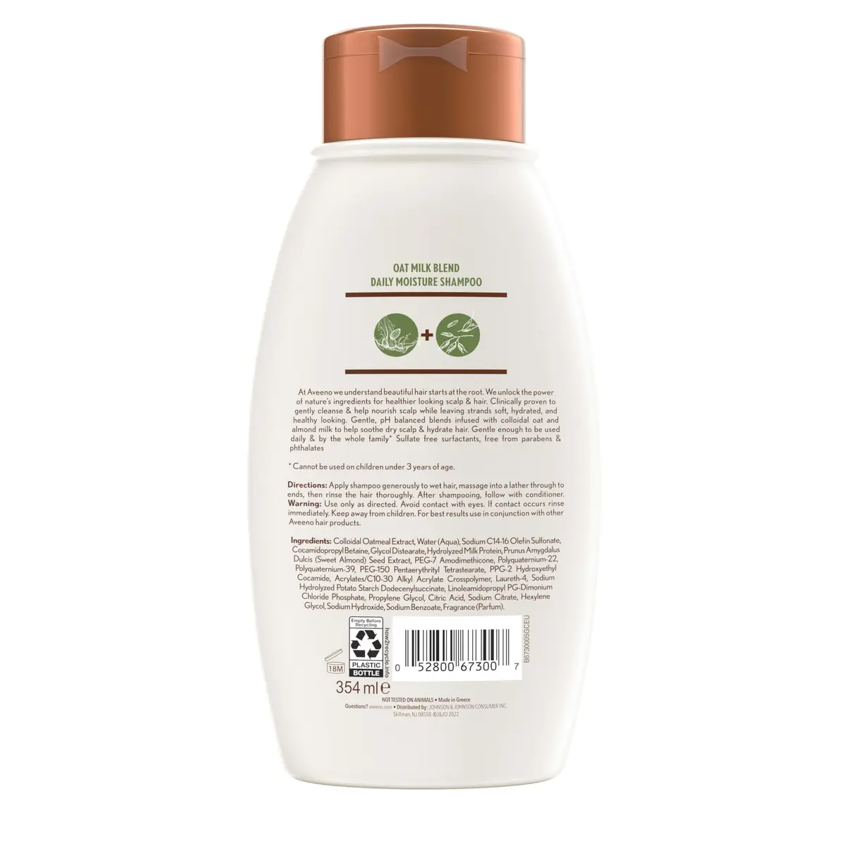 Aveeno Oat Milk Blend Moisturizing Shampoo for Dry Damaged Hair 354ml (12 fl oz) | Hydrates and Nourishes - view 7