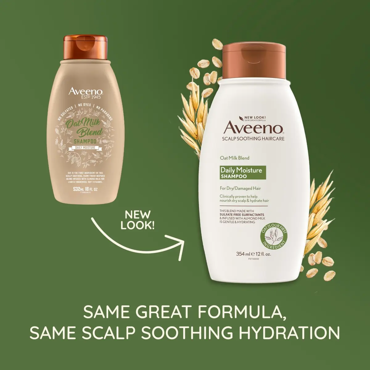 Aveeno Oat Milk Blend Moisturizing Shampoo for Dry Damaged Hair 354ml (12 fl oz) | Hydrates and Nourishes - view 2