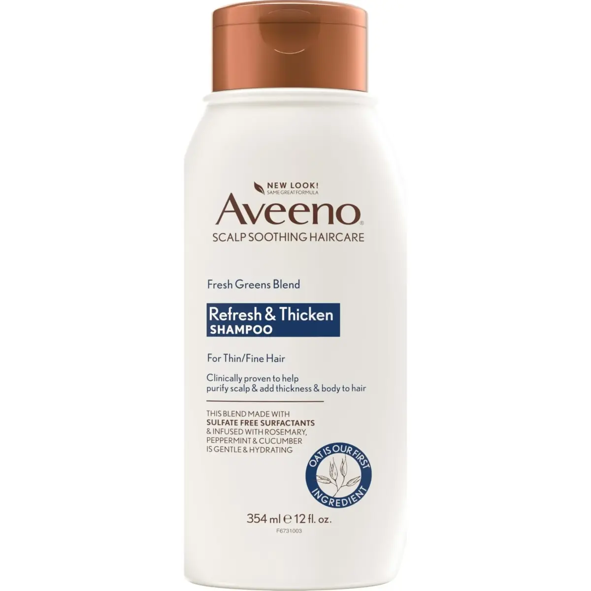 Aveeno Fresh Greens Blend Natural Volumizing Shampoo 354ml (12 fl oz) | Clarifies Scalp & Adds Body - main product image