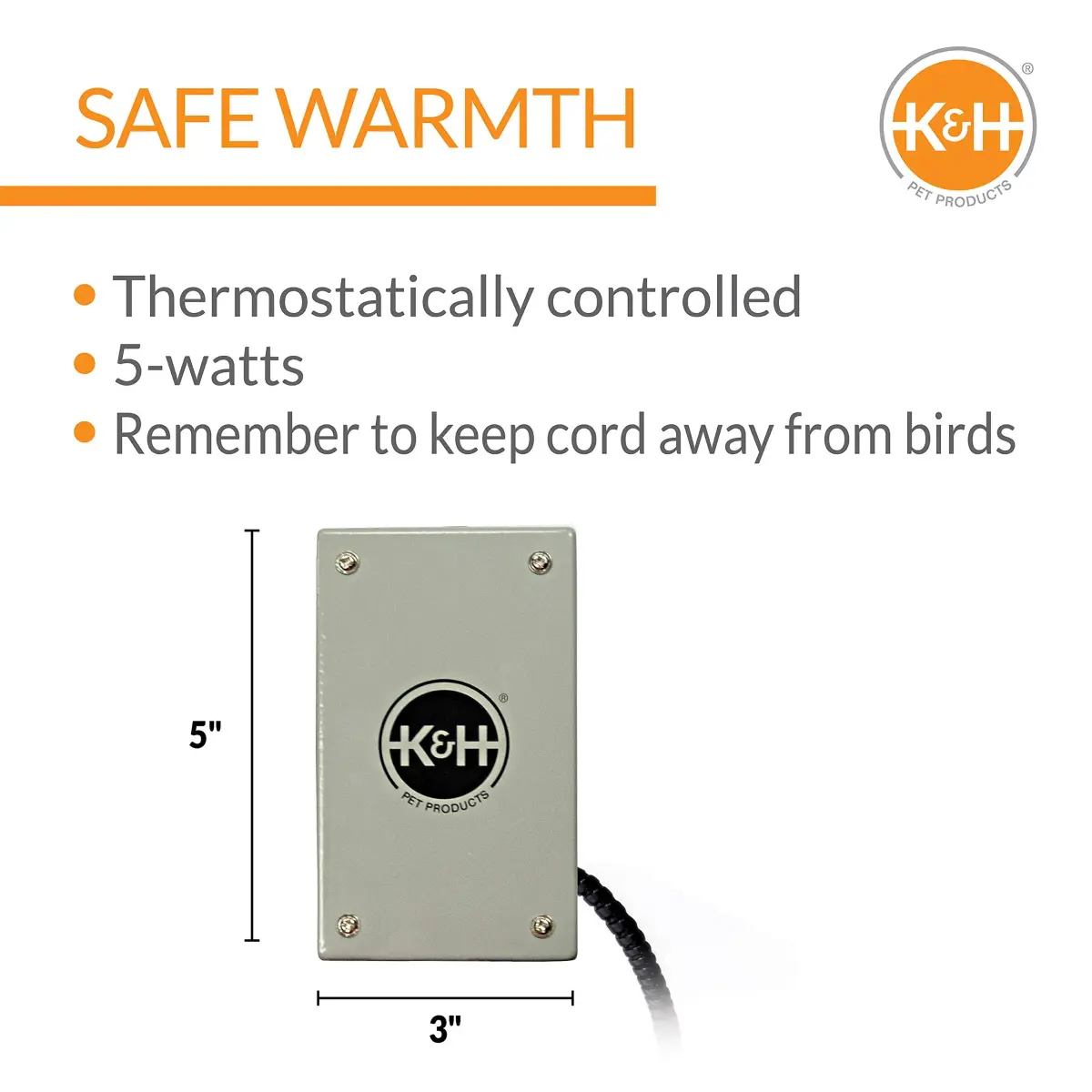 K&H Pet Products Snuggle-Up Bird Warmer 5x3in (12.7x7.6cm) | Low Voltage Bird Cage Heater for Small Birds - view 2