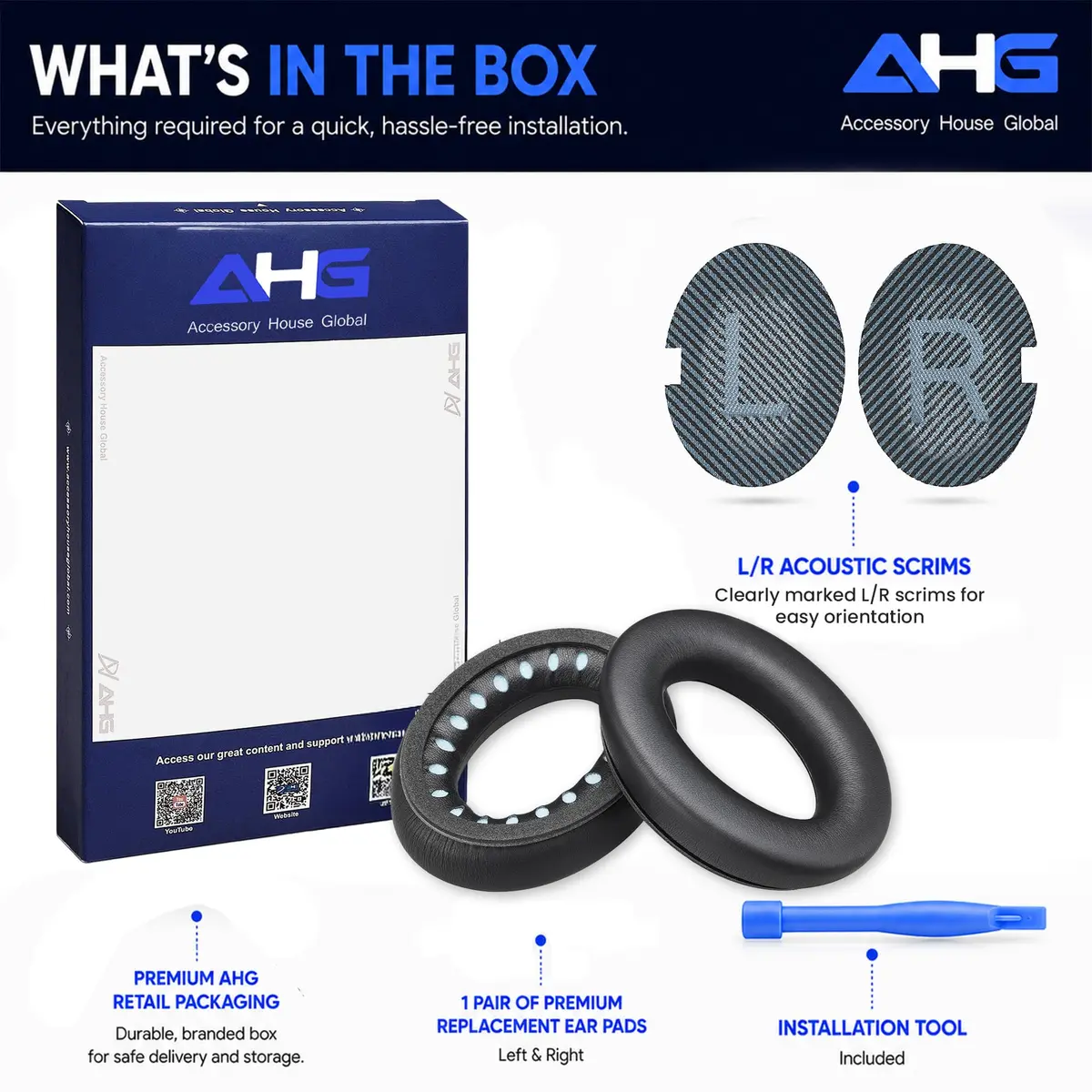 AHG AE2 ae 2 Ear Pads Compatible with Bose SoundLink ae2 Headphones - Black | Premium Protein Leather & High-Density Foam - view 9