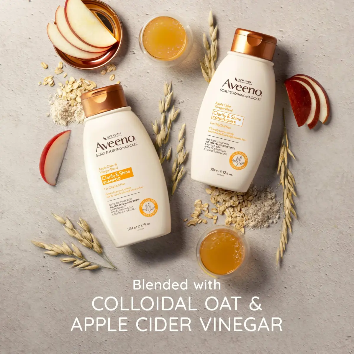Aveeno Apple Cider Vinegar Clarifying Shampoo 355ml (12 fl oz) | Shine Enhancing for Oily Hair - view 5