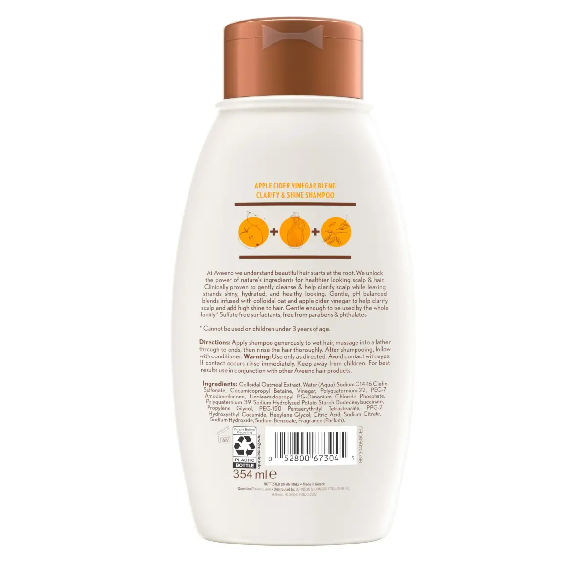 Aveeno Apple Cider Vinegar Clarifying Shampoo 355ml (12 fl oz) | Shine Enhancing for Oily Hair - view 6