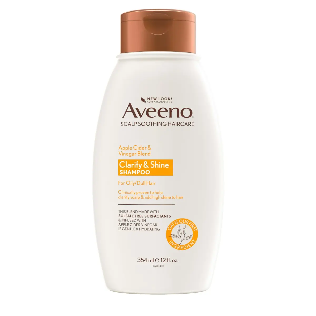Aveeno Apple Cider Vinegar Clarifying Shampoo 355ml (12 fl oz) | Shine Enhancing for Oily Hair - main product image