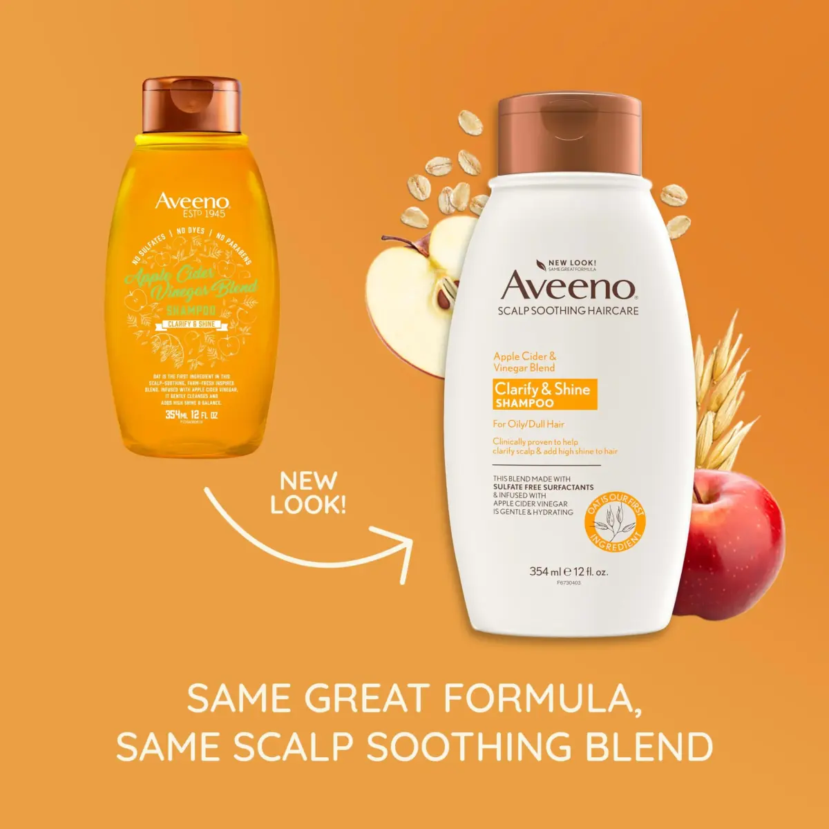 Aveeno Apple Cider Vinegar Clarifying Shampoo 355ml (12 fl oz) | Shine Enhancing for Oily Hair - view 2