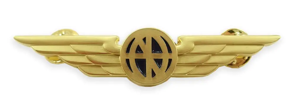 Luso Aviation Pilot Wings Lapel Pin Gold Satin Finish with Navy Blue Enamel | Metal Alloy Construction - main product image